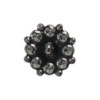 Rhinestone and Metal Shank Back Button - 38L/24mm - Black Diamond and Gunmetal Big Rings of Stones