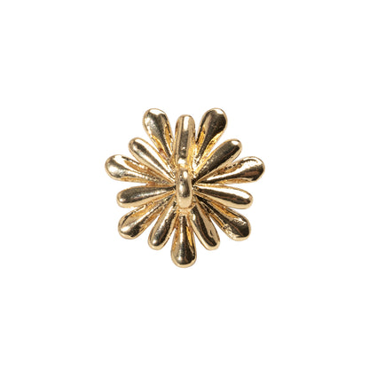 Enameled Metal and Pearl Shank Back Button - 30L/19mm - Pink, Pearl White, and Gold Flower