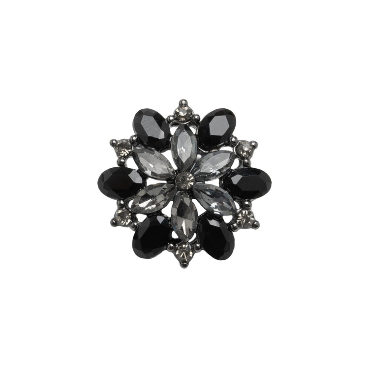 template--26688905969737__main-Rhinestone and Metal Shank Back Button - 32L/20mm - Black Diamond and Gunmetal Little Open Flower