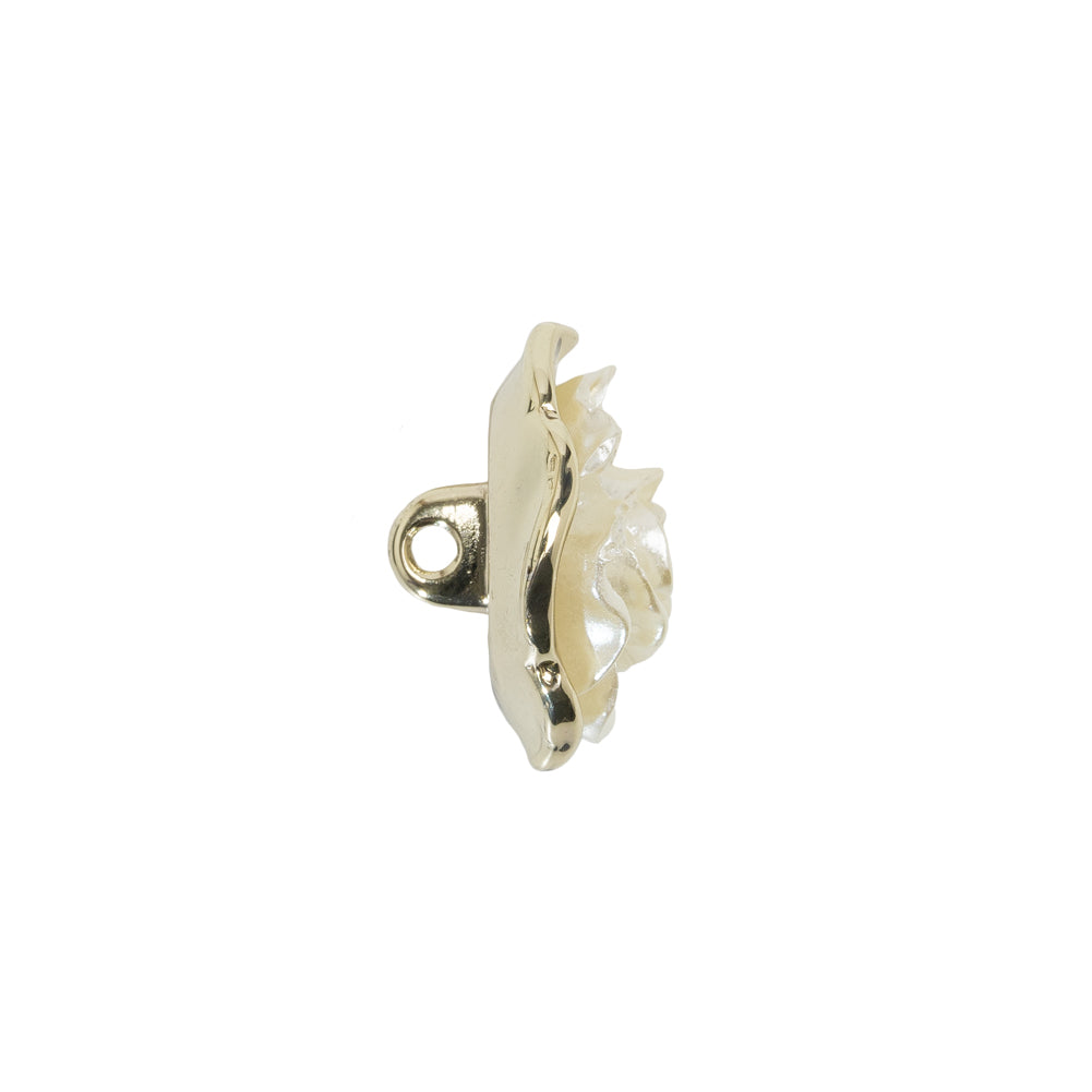 Metal 3D Shank Back Button - 27L/17mm - Pearlescent Ivory and Gold Rose