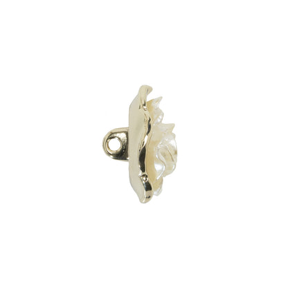 Metal 3D Shank Back Button - 27L/17mm - Pearlescent Ivory and Gold Rose
