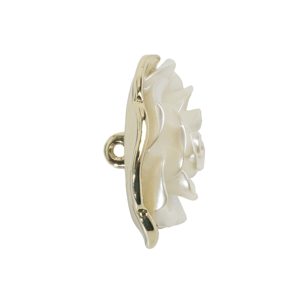 Metal 3D Shank Back Button - 40L/25.5mm - Pearlescent Ivory and Gold Rose