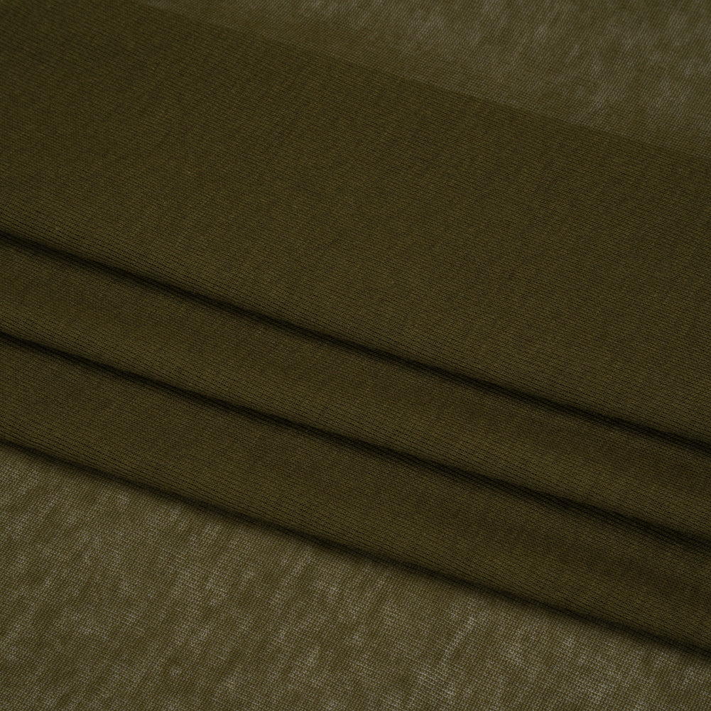 Lightweight Cotton Interlock Knit - Army Green - Designer Deadstock Folded