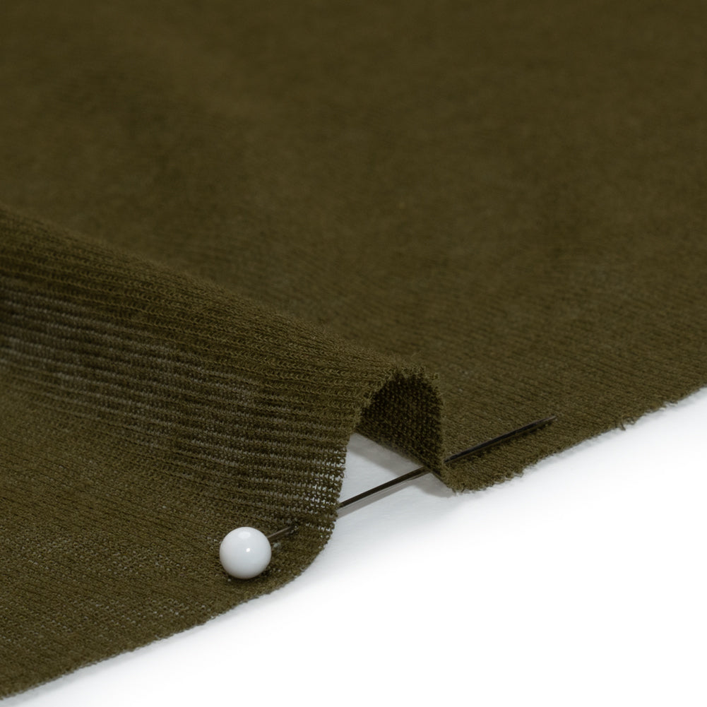 Lightweight Cotton Interlock Knit - Army Green - Designer Deadstock Detail