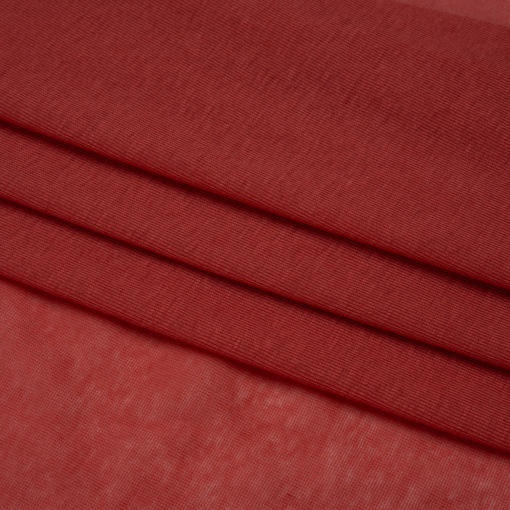 Lightweight Cotton Interlock Knit - Muted Red - Designer Deadstock Folded