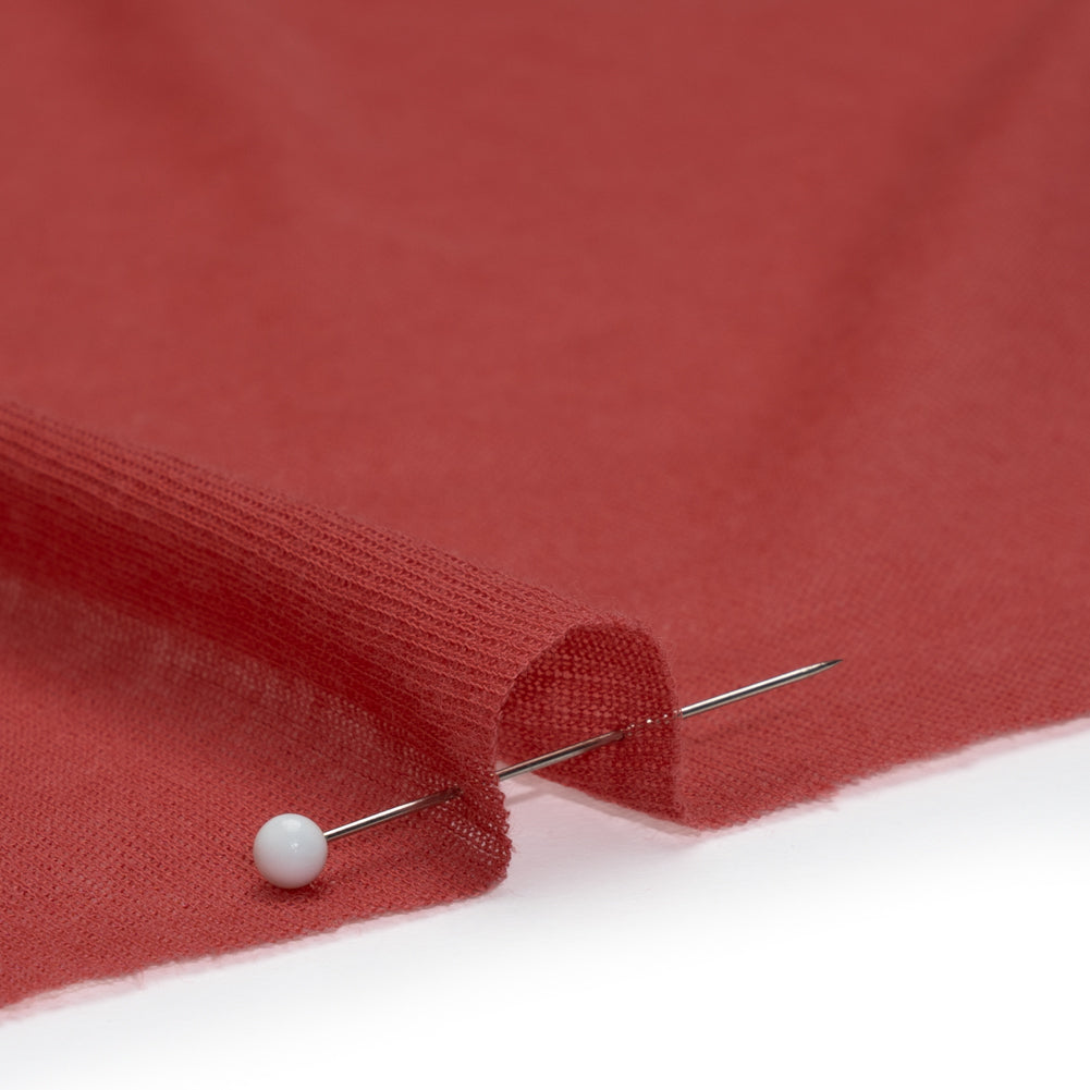 Lightweight Cotton Interlock Knit - Muted Red - Designer Deadstock Detail