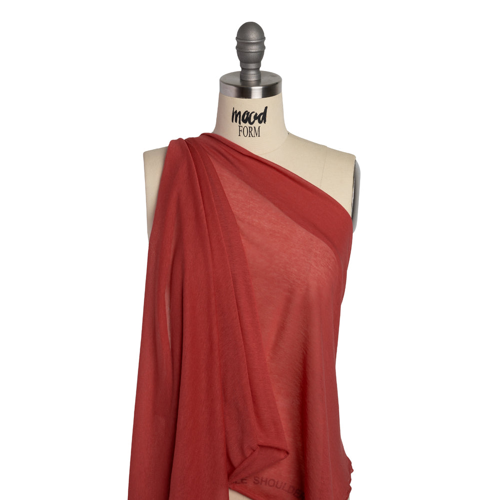 Featherweight Rayon Jersey - Light Red - Designer Deadstock Drape