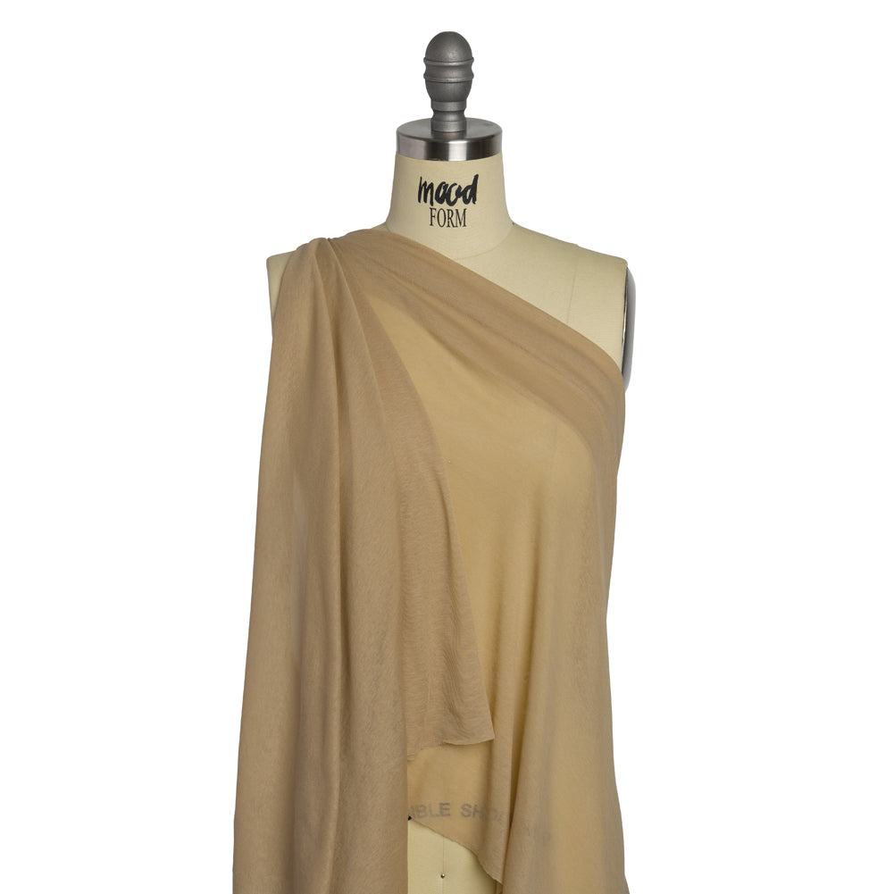 Lightweight Cotton Interlock Knit - Latte Beige - Designer Deadstock Drape