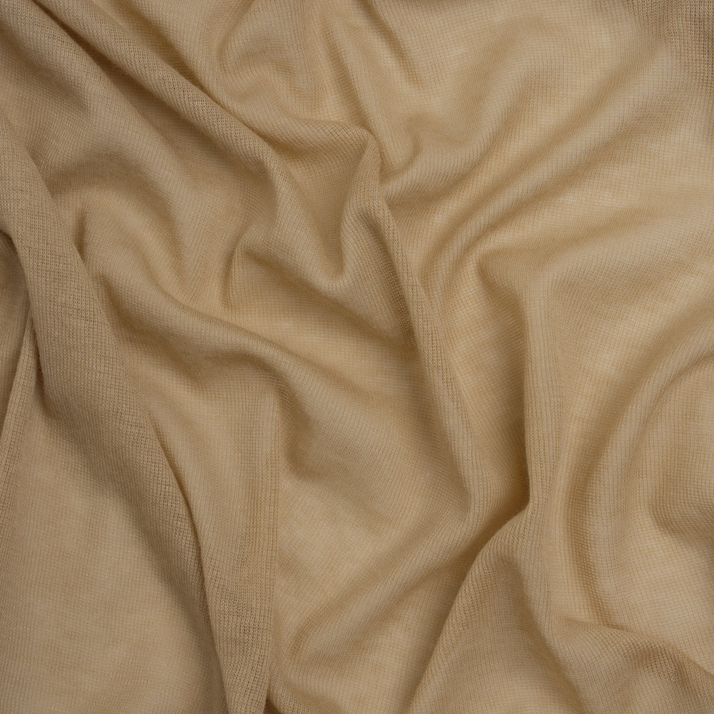 Lightweight Cotton Interlock Knit - Latte Beige - Designer Deadstock