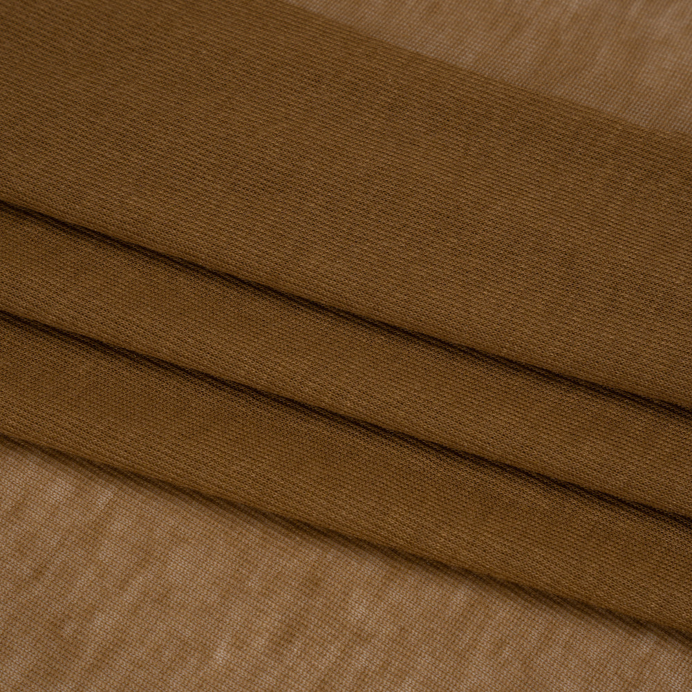 Lightweight Polyester Interlock Knit - Golden Brown - Designer Deadstock Folded
