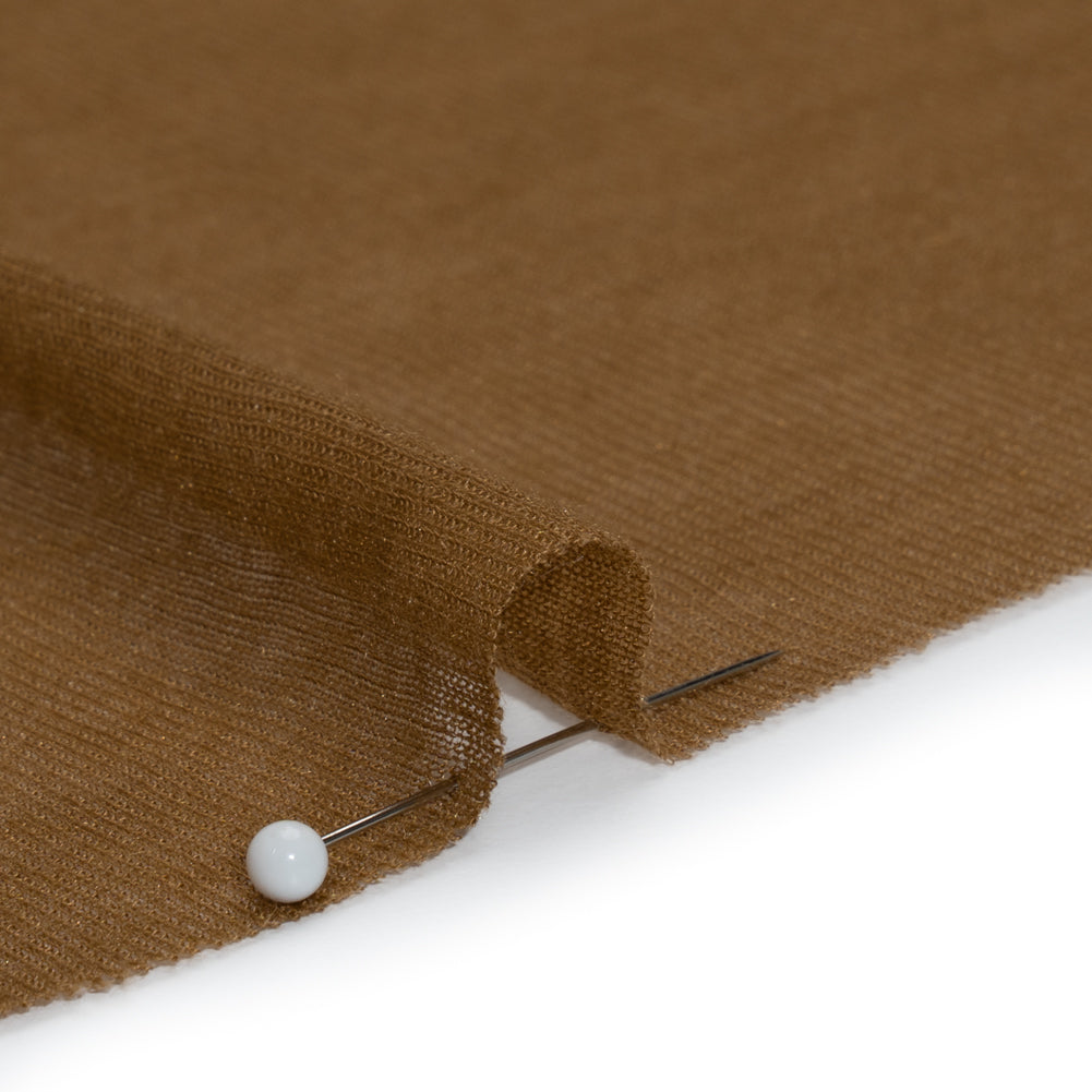 Lightweight Polyester Interlock Knit - Golden Brown - Designer Deadstock Detail