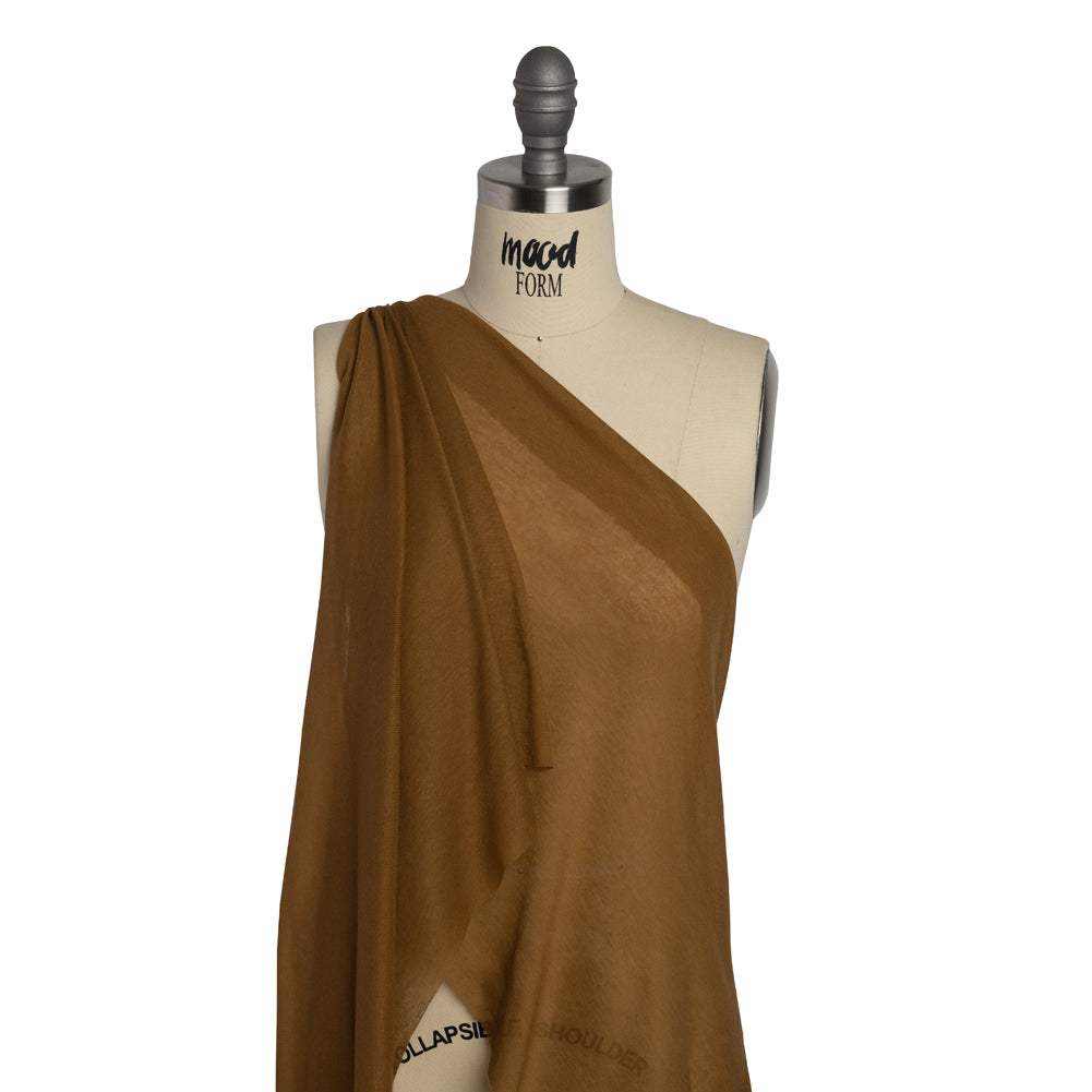 Lightweight Polyester Interlock Knit - Golden Brown - Designer Deadstock Drape