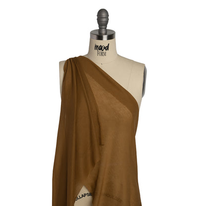Lightweight Polyester Interlock Knit - Golden Brown - Designer Deadstock Drape