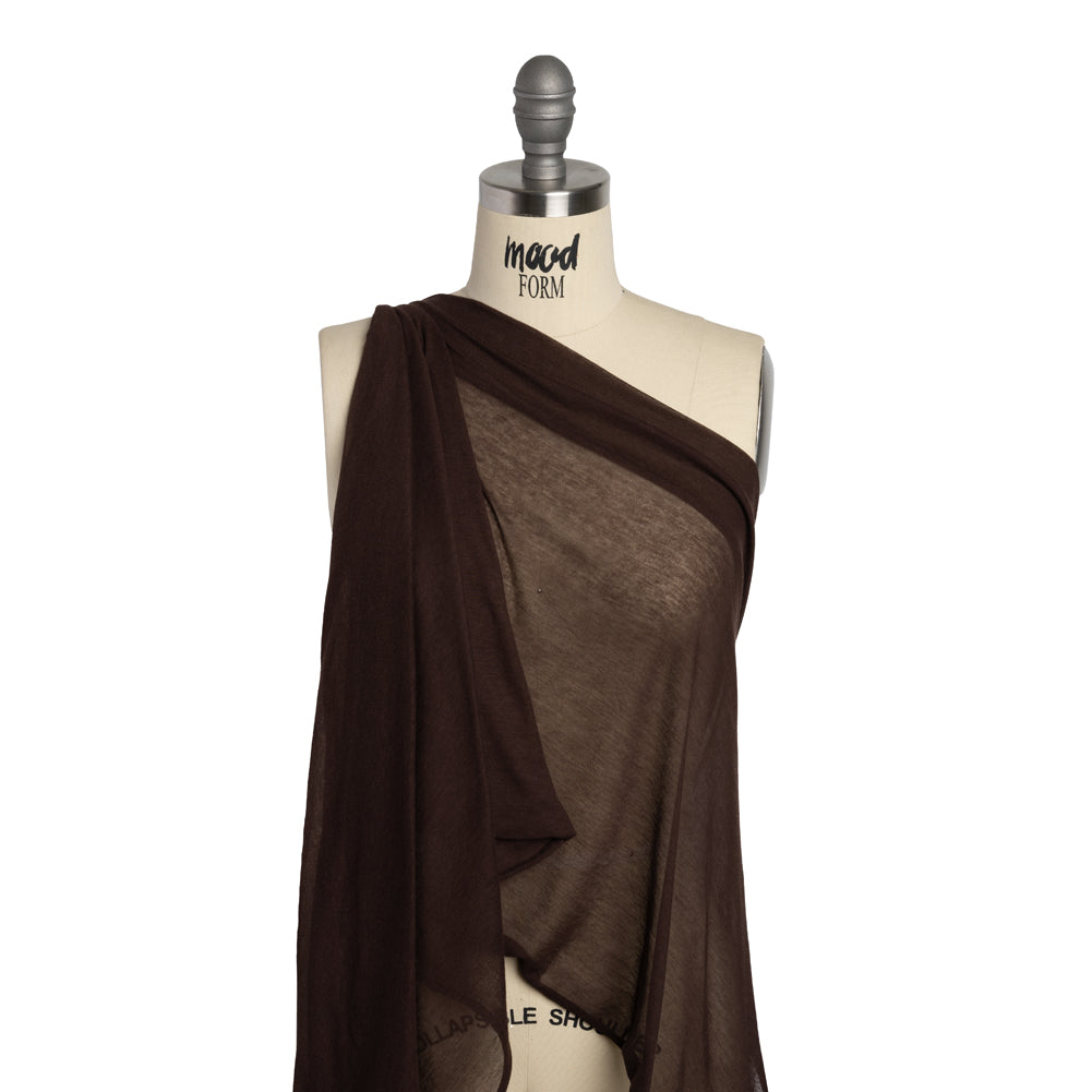 Featherweight Rayon Jersey - Dark Brown - Designer Deadstock Drape