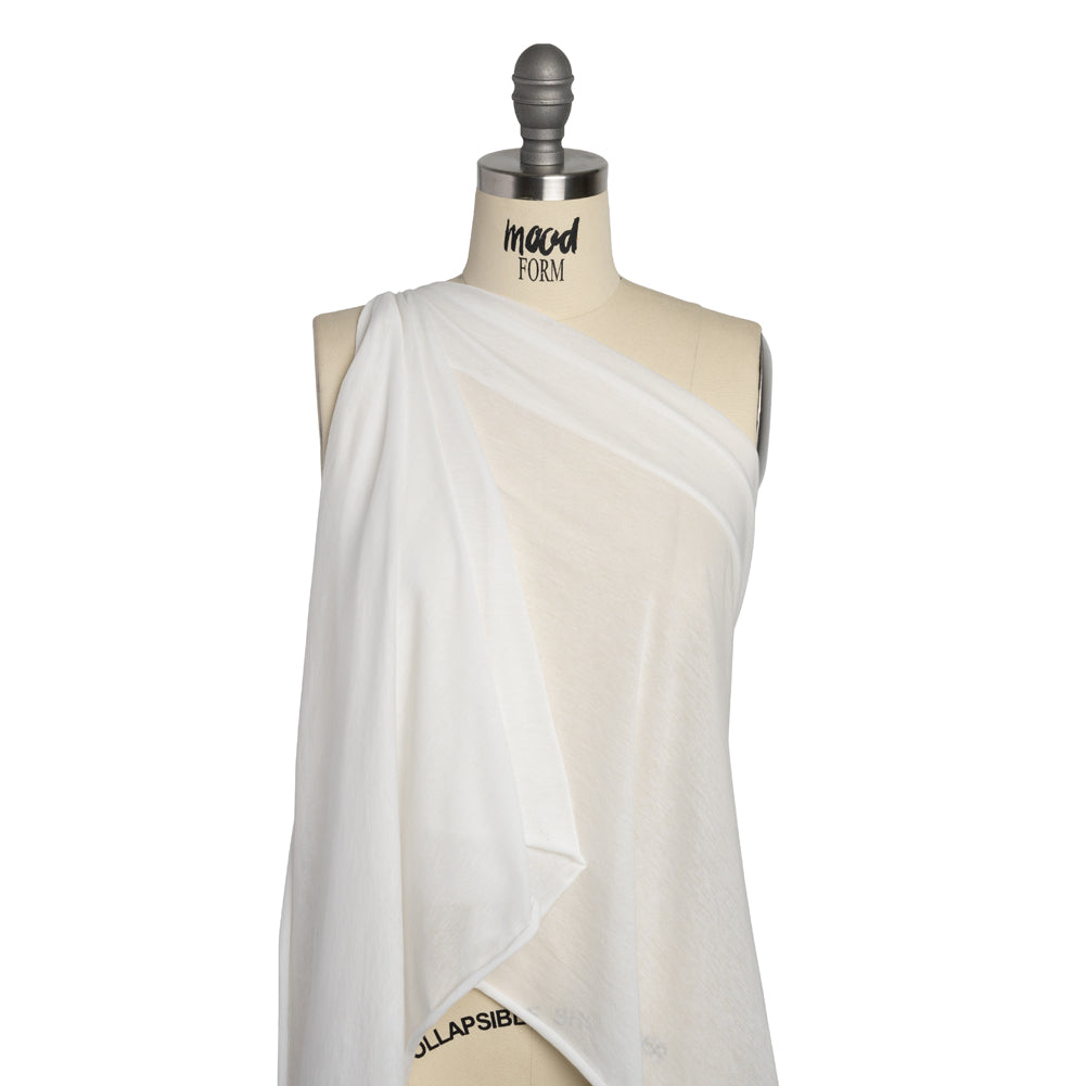 Featherweight Soft Cotton Jersey - Bright White - Designer Deadstock Drape