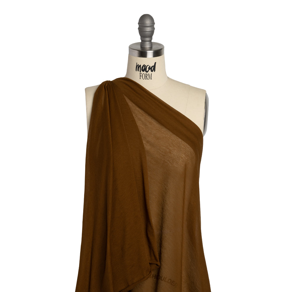 Featherweight Cotton Jersey - Warm Brown - Designer Deadstock Drape