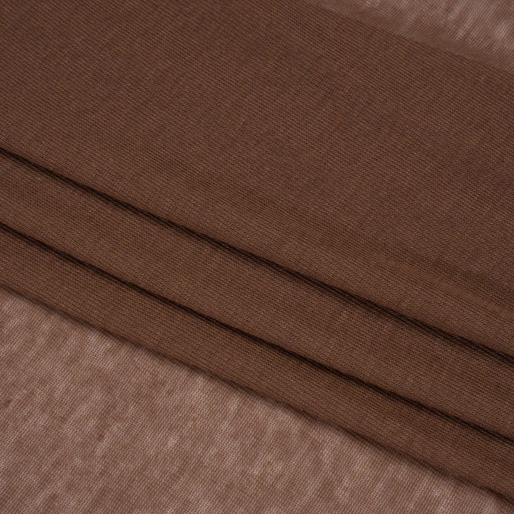 Lightweight Polyester Interlock Knit - Light Brown - Designer Deadstock Folded