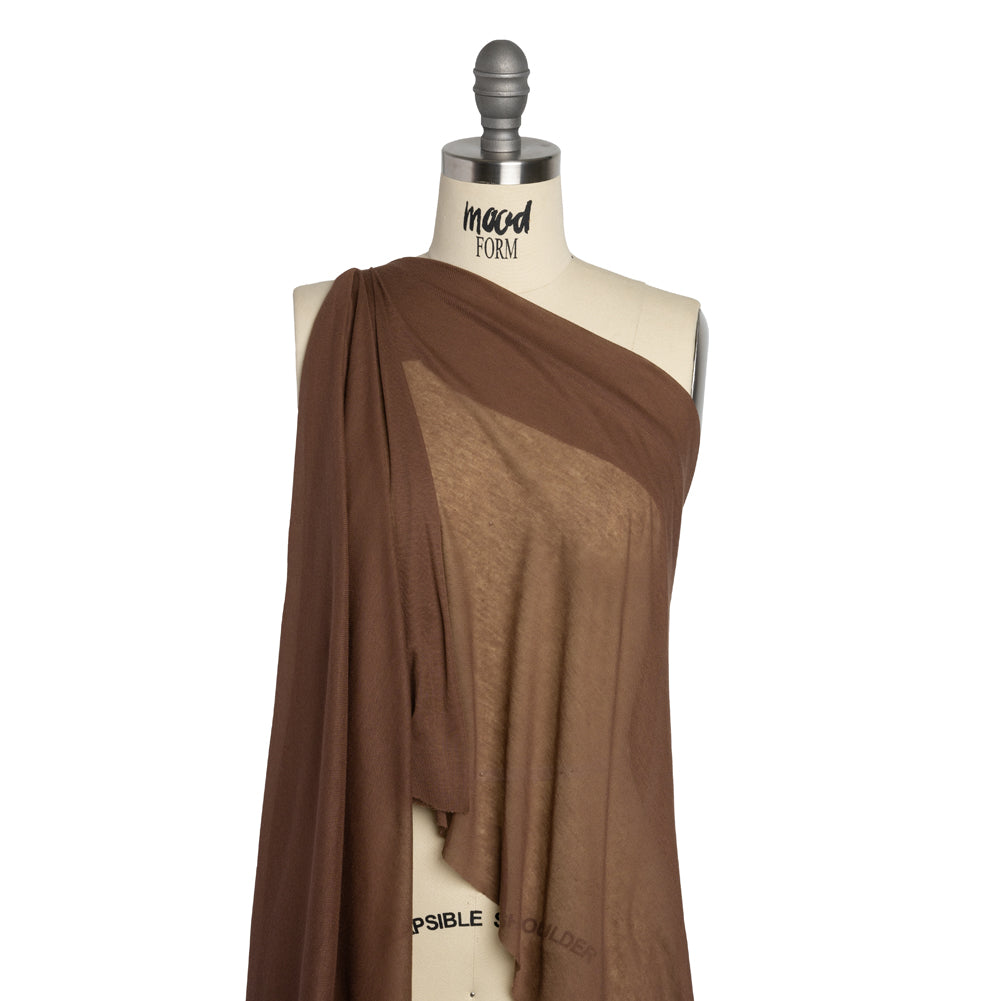 Lightweight Polyester Interlock Knit - Light Brown - Designer Deadstock Drape