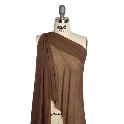 Lightweight Polyester Interlock Knit - Light Brown - Designer Deadstock Drape