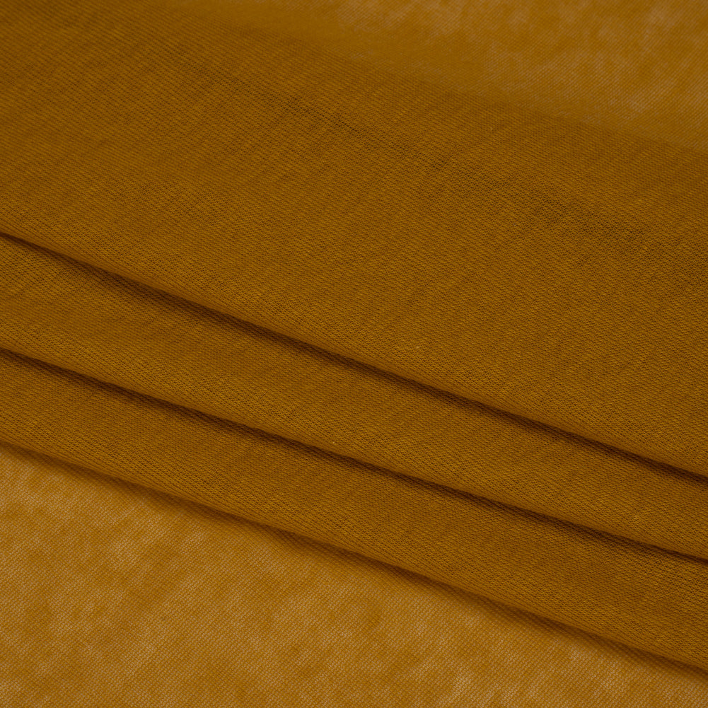 Lightweight Cotton Interlock Knit - Mustard Gold - Designer Deadstock Folded