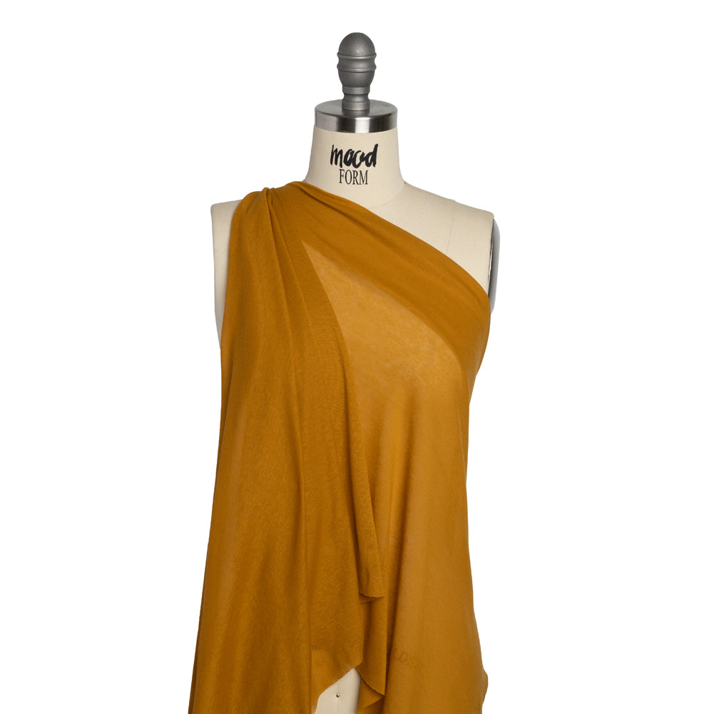 Lightweight Cotton Interlock Knit - Mustard Gold - Designer Deadstock Drape