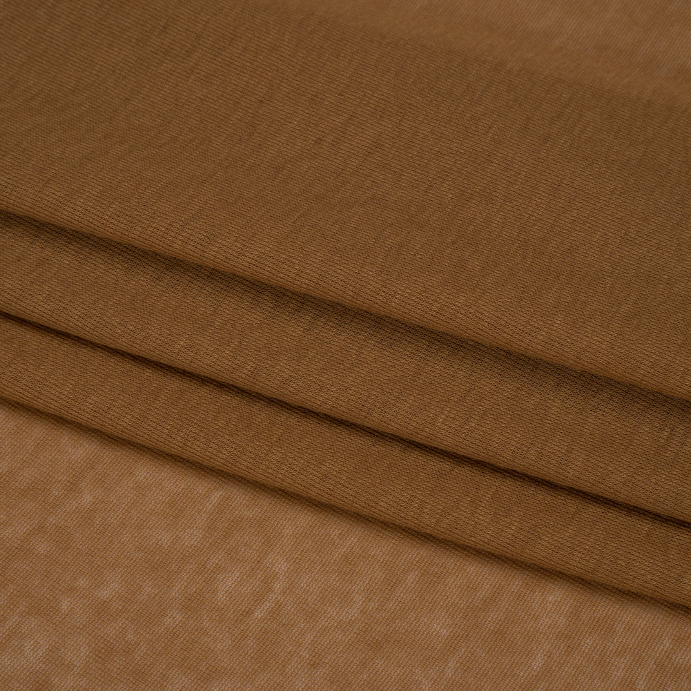 Lightweight Cotton Interlock Knit - Tan - Designer Deadstock Folded