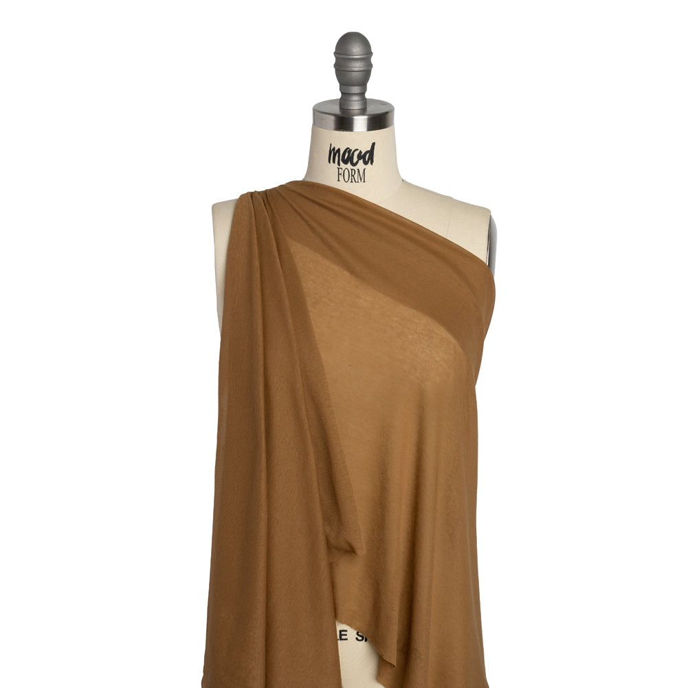 Lightweight Cotton Interlock Knit - Tan - Designer Deadstock Drape