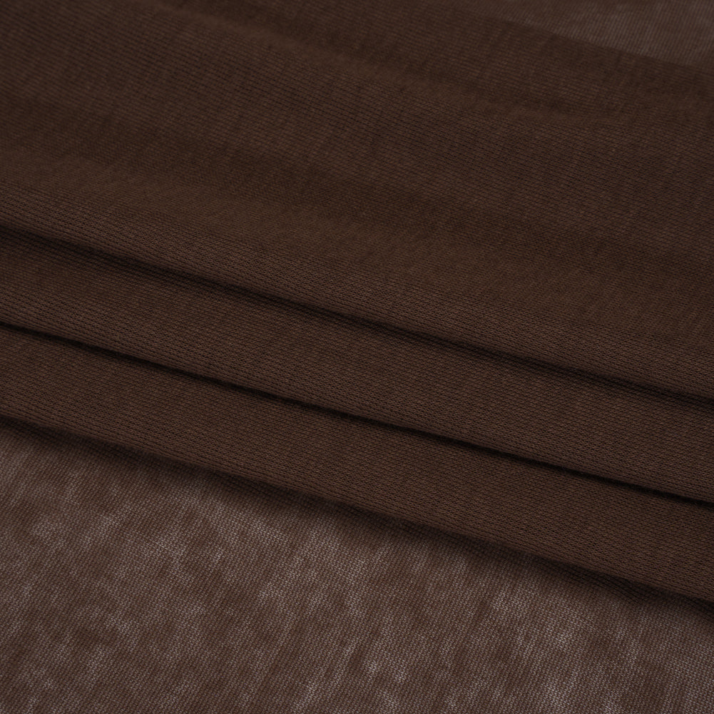 Featherweight Cotton Interlock Knit - Dark Brown - Designer Deadstock Folded
