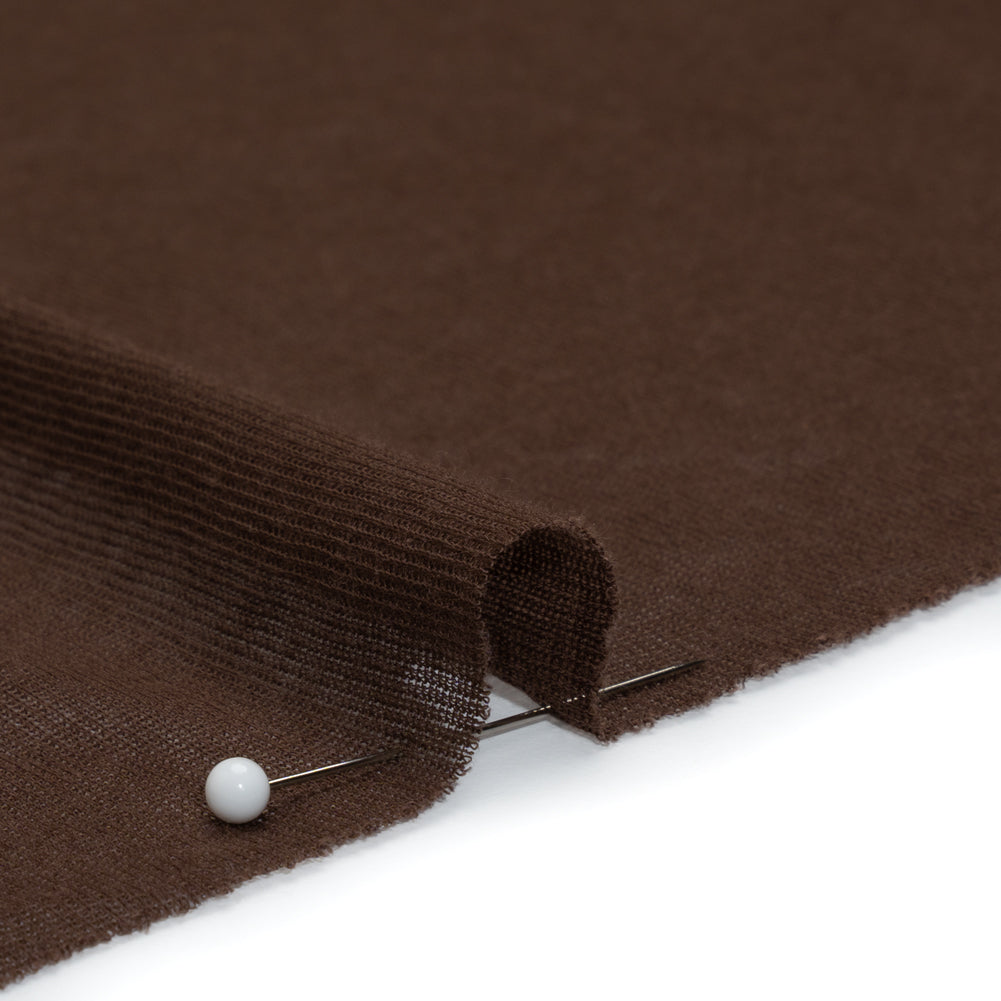 Featherweight Cotton Interlock Knit - Dark Brown - Designer Deadstock Detail