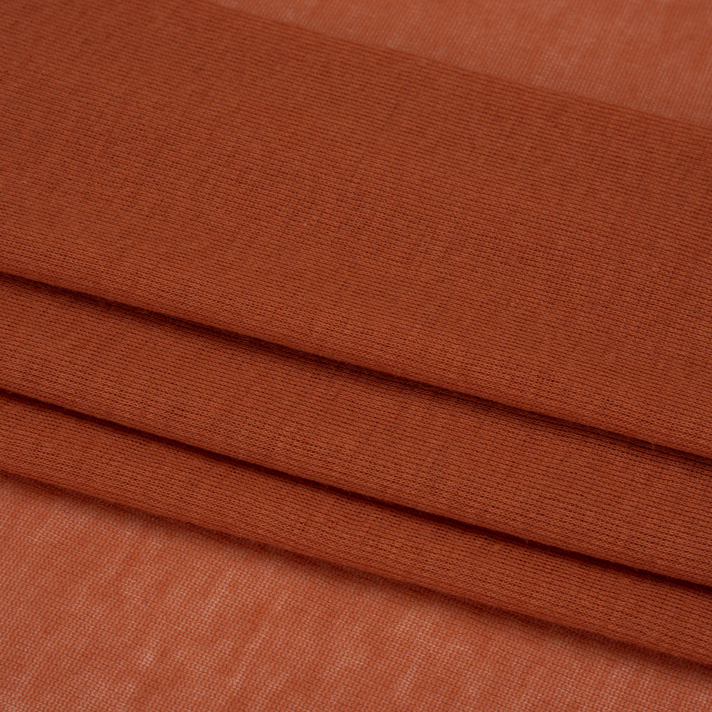 Lightweight Rayon Interlock Knit - Burnt Orange - Designer Deadstock Folded