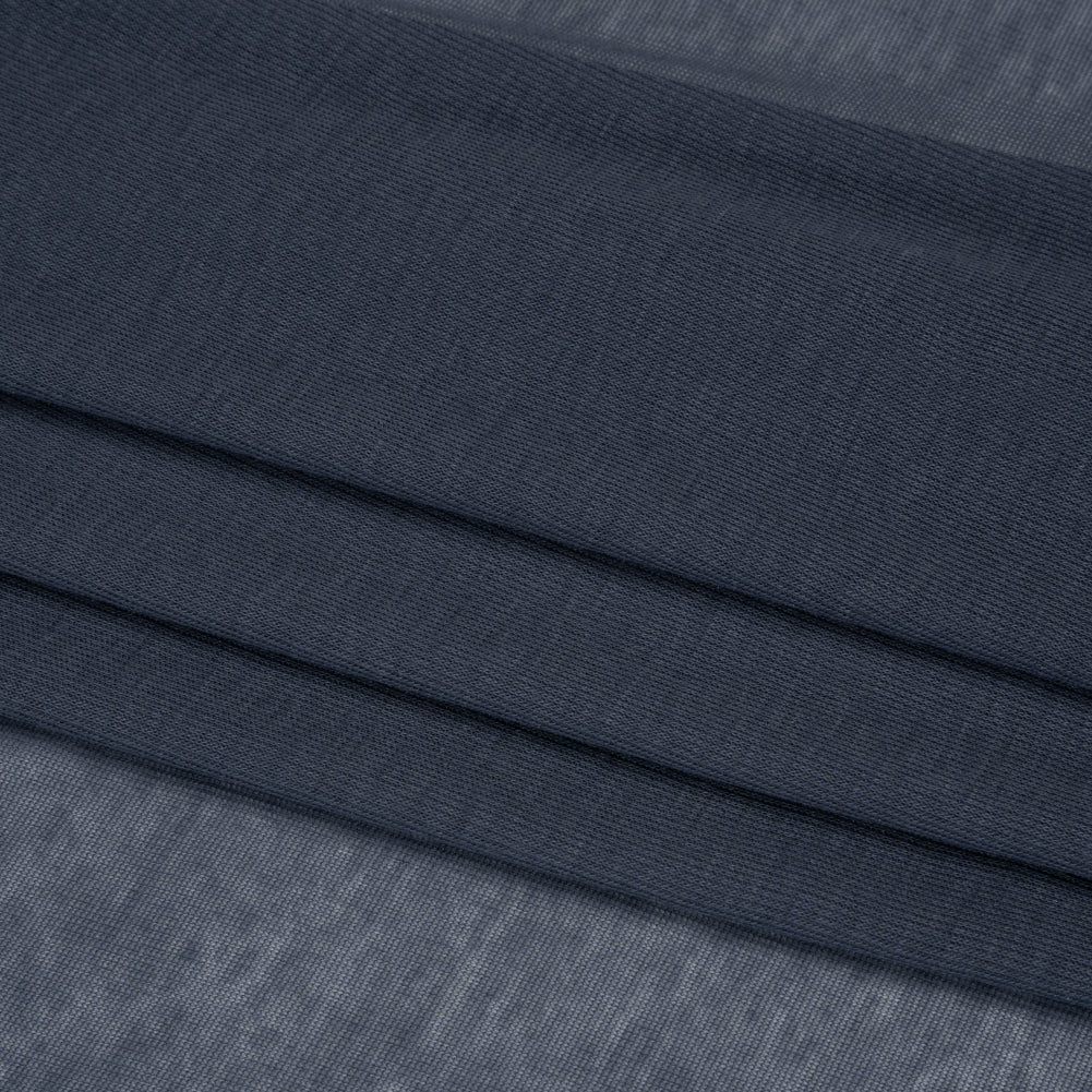 Lightweight Polyester Interlock Knit - Iris Blue - Designer Deadstock Folded