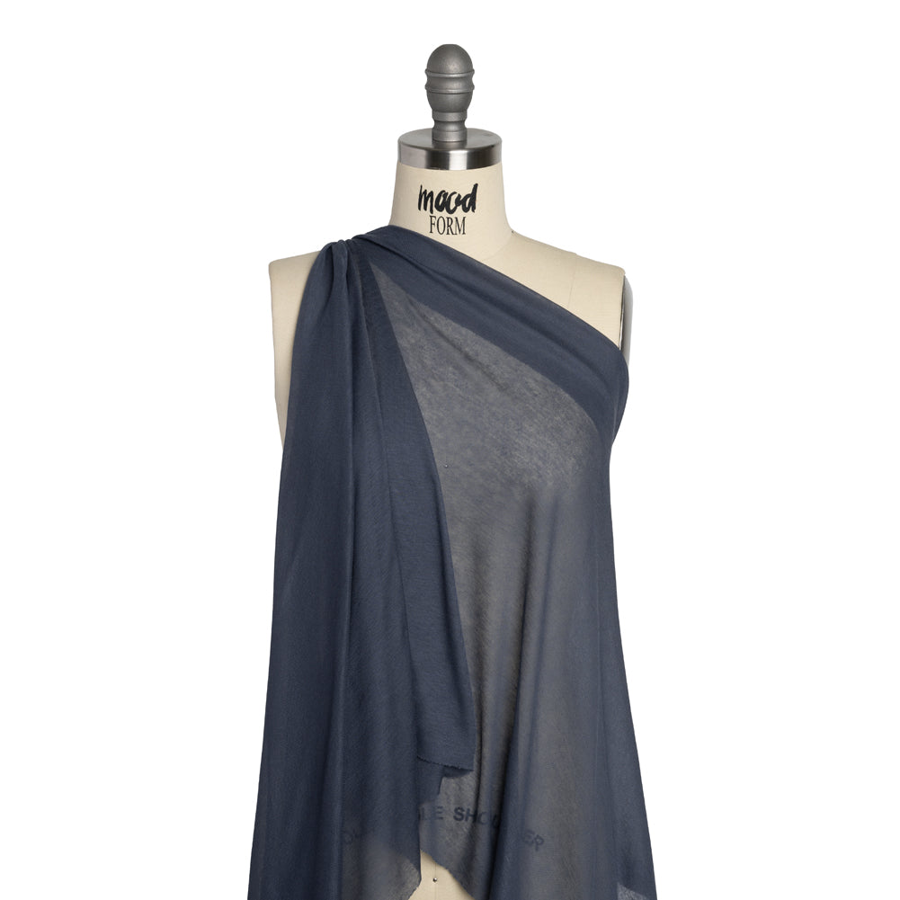 Lightweight Polyester Interlock Knit - Iris Blue - Designer Deadstock Drape