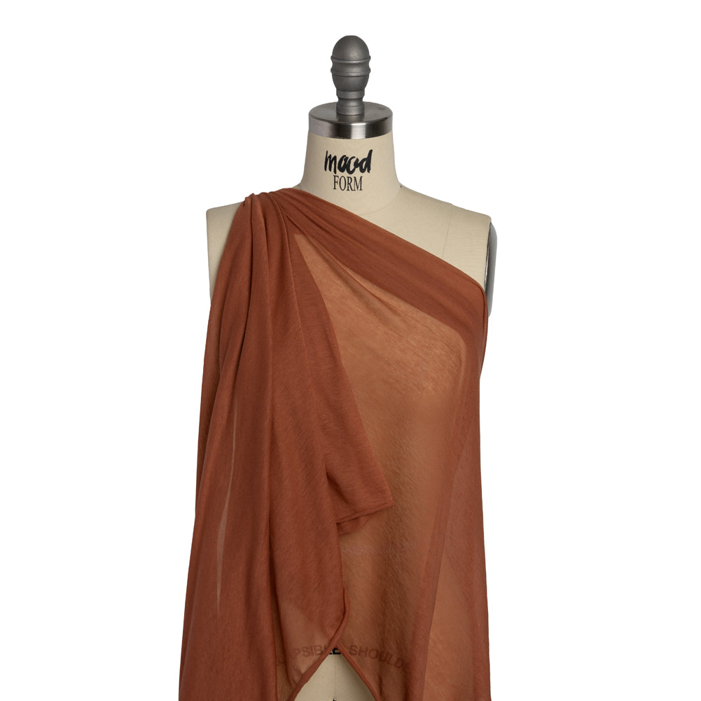 Featherweight Rayon Jersey - Dusty Orange - Designer Deadstock Drape