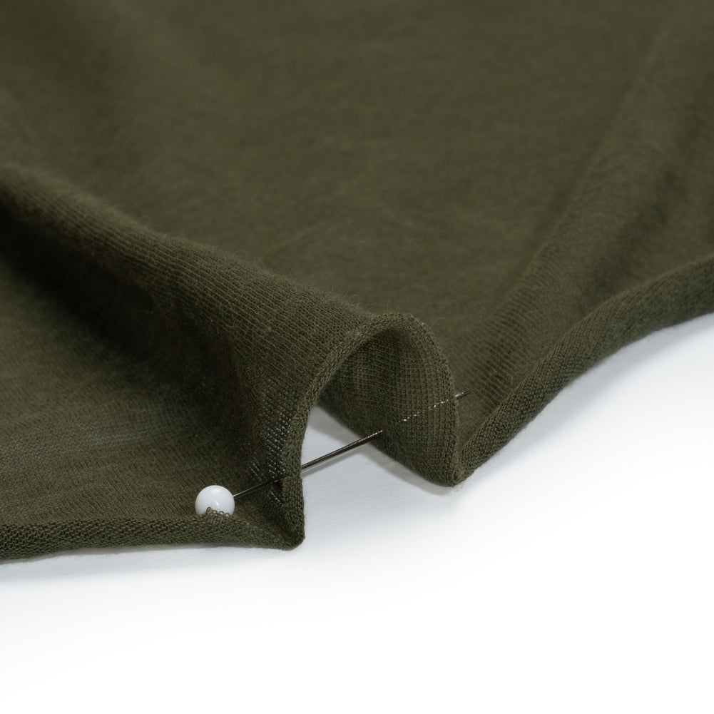Featherweight Rayon Jersey - Army Green - Designer Deadstock Detail