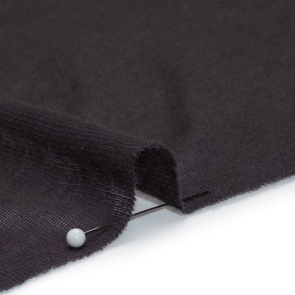 Featherweight Cotton Interlock Knit - Dark Purple - Designer Deadstock Detail