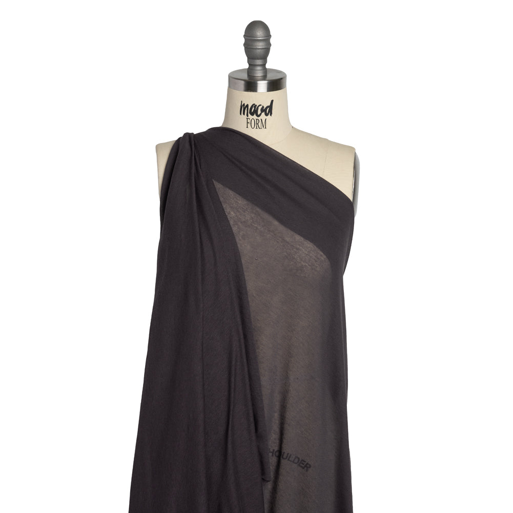 Featherweight Cotton Interlock Knit - Dark Purple - Designer Deadstock Drape