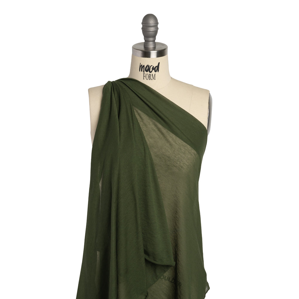 Featherweight Cotton Jersey - Herb Green - Designer Deadstock Drape
