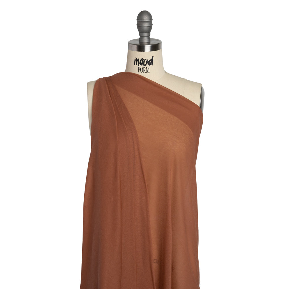 Lightweight Cotton Interlock Knit - Dusty Orange - Designer Deadstock Drape