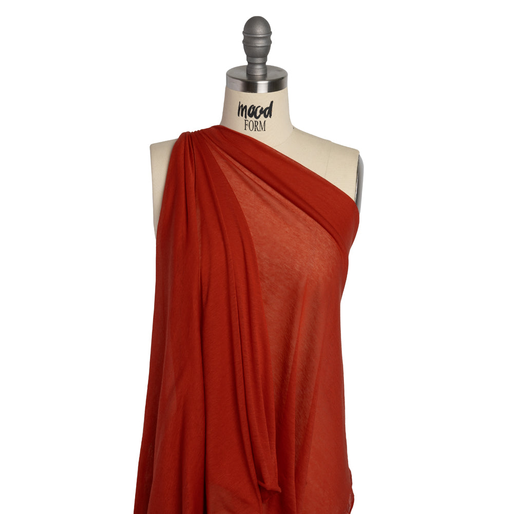 Featherweight Rayon Jersey - Warm Red - Designer Deadstock Drape