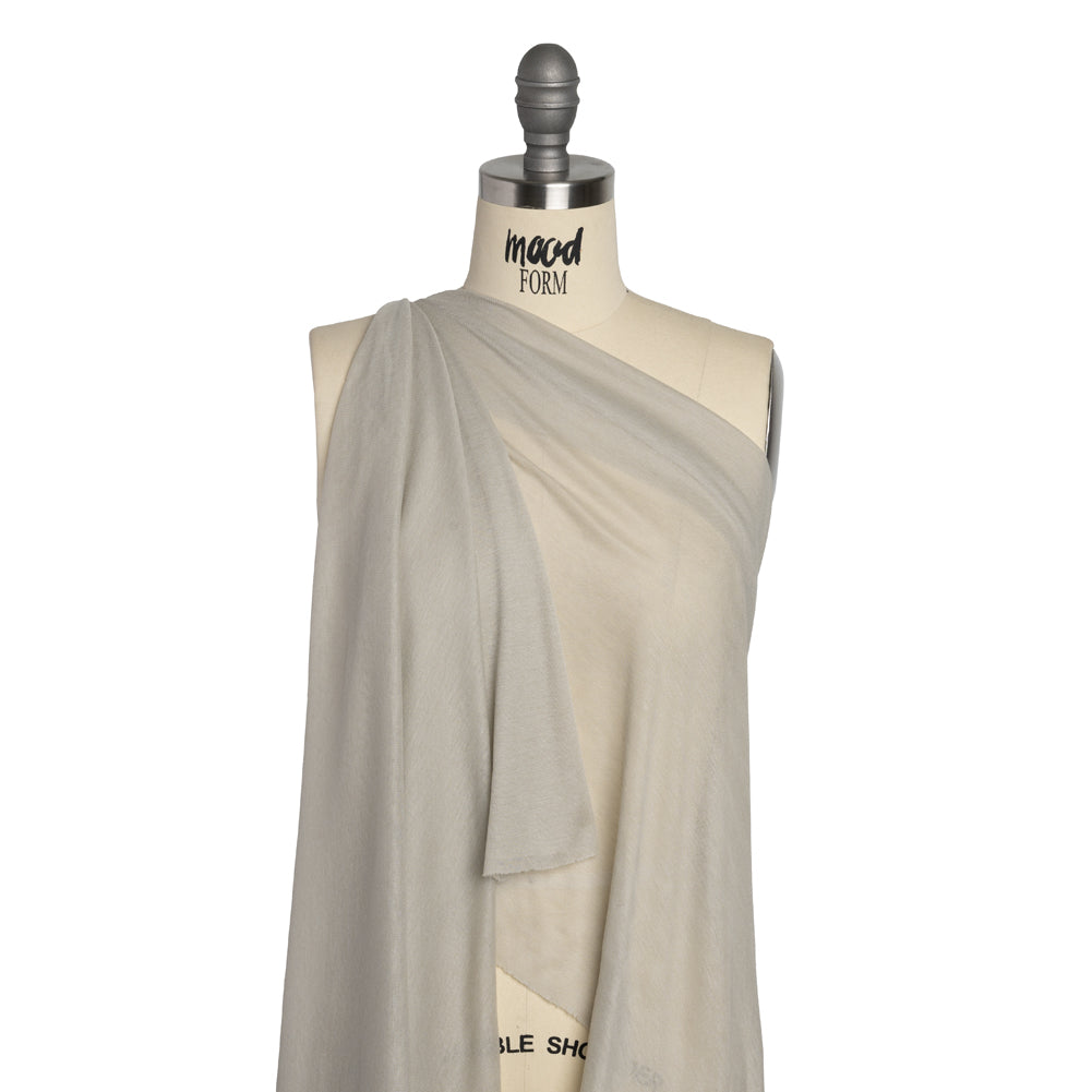 Lightweight Polyester Interlock Knit - Light Gray - Designer Deadstock Drape