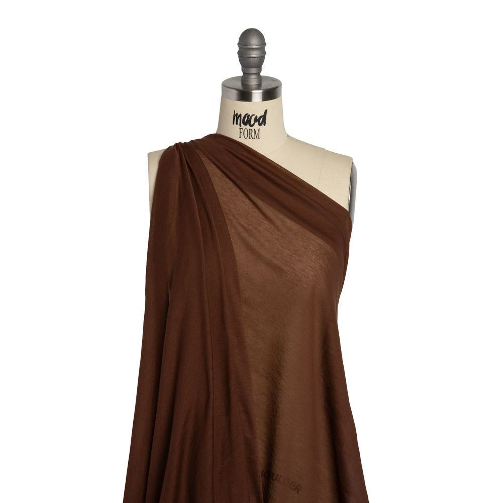 Lightweight Cotton Jersey - Russet Brown - Designer Deadstock Drape