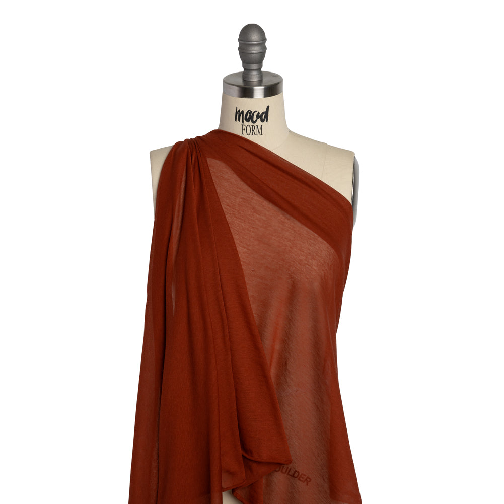 Featherweight Rayon Jersey - Dark Orange - Designer Deadstock Drape