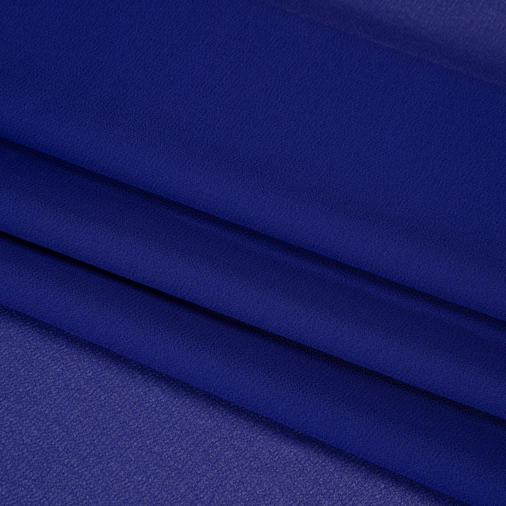 Polyester Georgette - Cobalt Blue - Designer Deadstock - Folded