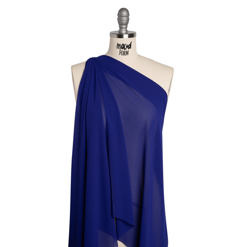 Polyester Georgette - Cobalt Blue - Designer Deadstock - Drape