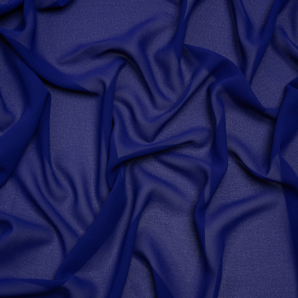 Polyester Georgette - Cobalt Blue - Designer Deadstock