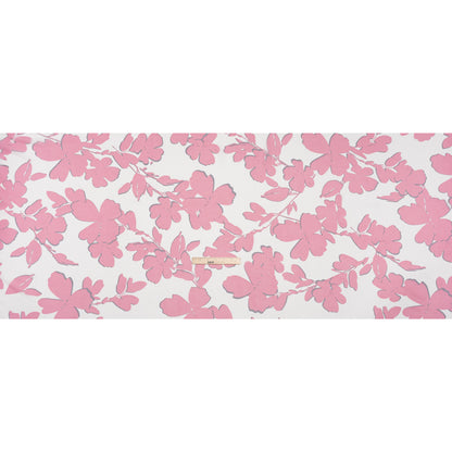 Polyester Chiffon - Blush Pink and White Flowers and Leaves - Designer Deadstock