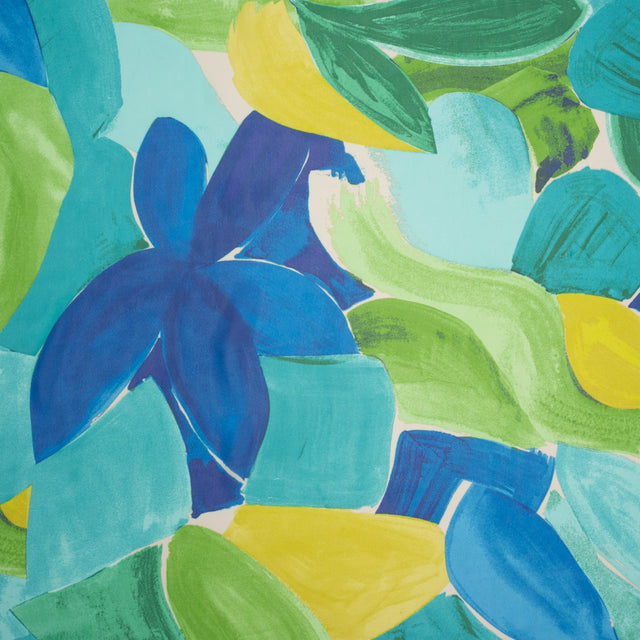 Polyester Chiffon Print - Green and Blue Painterly Flowers and Leaves - Designer Deadstock