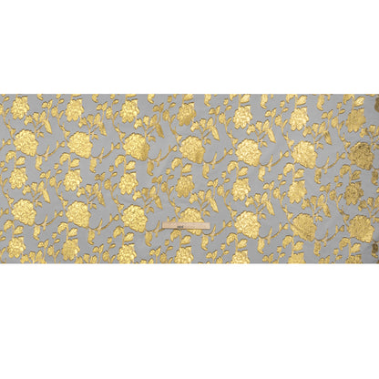 Metallic Burnout Brocade - White and Gold Floral - Designer Deadstock