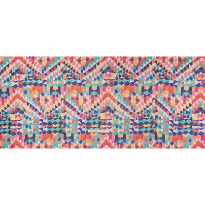 Polyester Chiffon - Orange, Pink and Blue Painted Triangles and Diamonds - Designer Deadstock