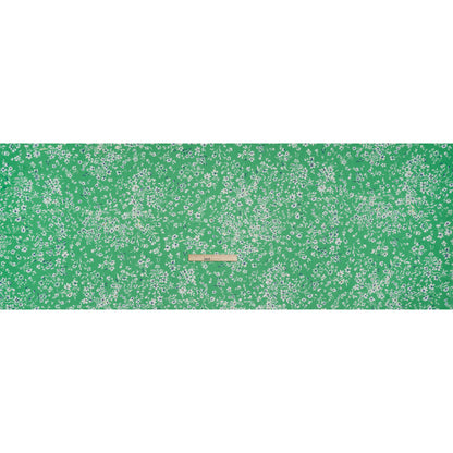 Crinkled Polyester Chiffon - Kelly Green, White and Blue Floral - Designer Deadstock